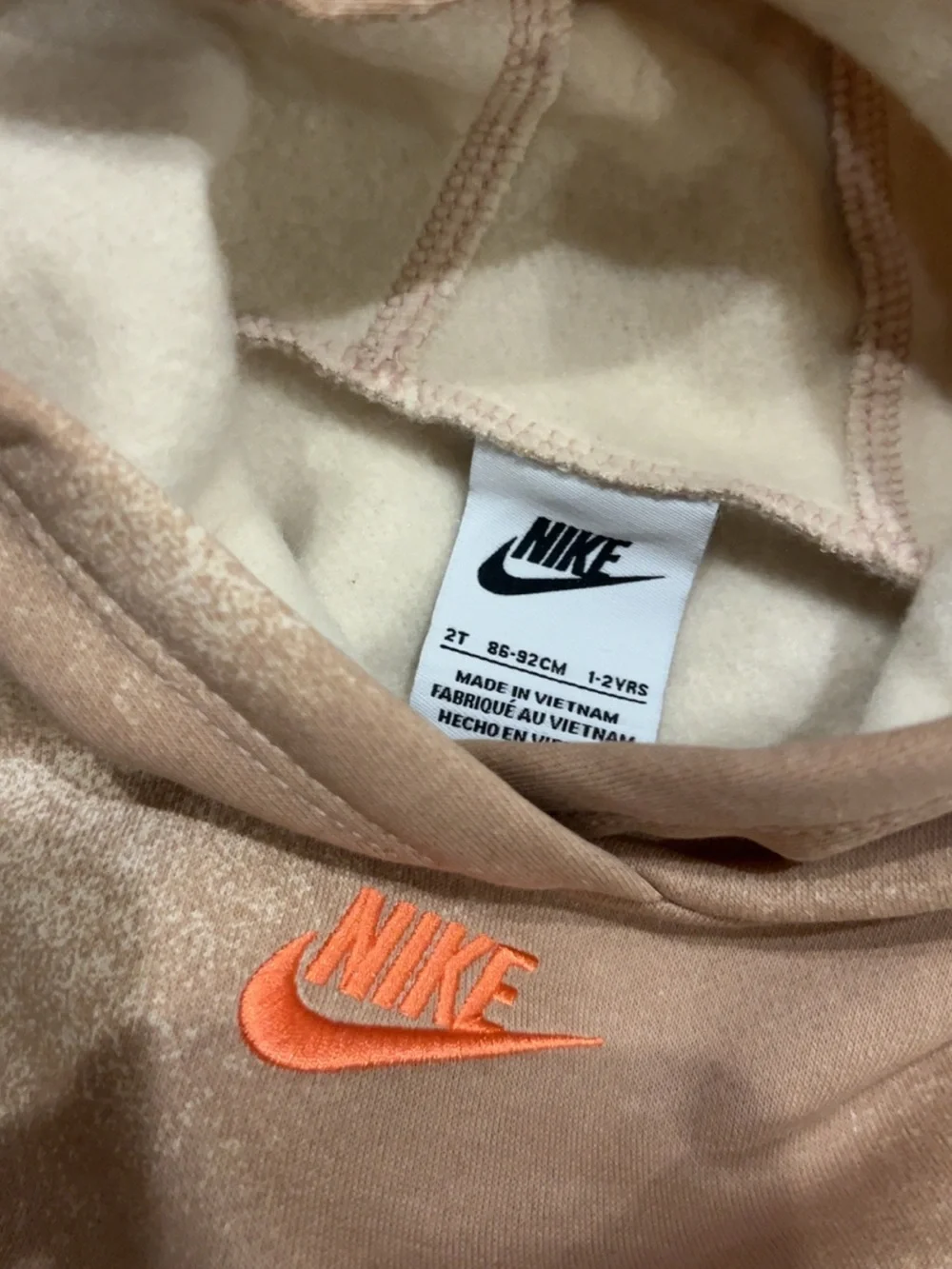 Nike Toddler Hoodie Set - Light Beige with Orange Logo - Picture 3 of 3